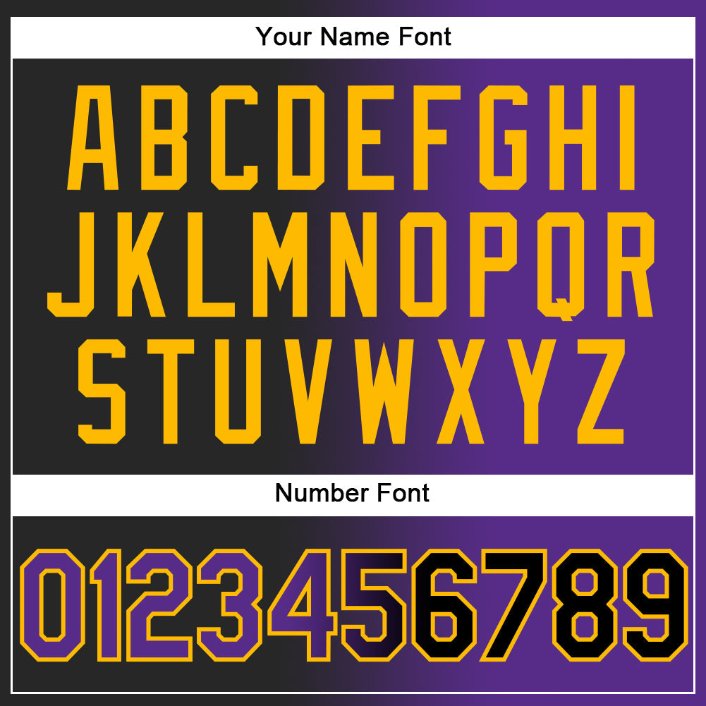 Custom Black Purple-Gold Authentic Gradient Fashion Baseball Jersey view 5