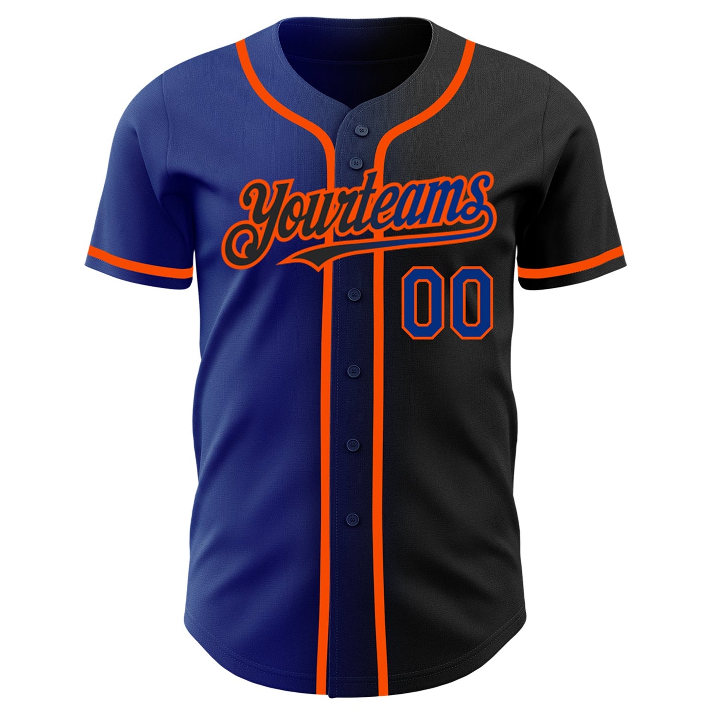 Custom Black Royal-Orange Authentic Gradient Fashion Baseball Jersey view 2