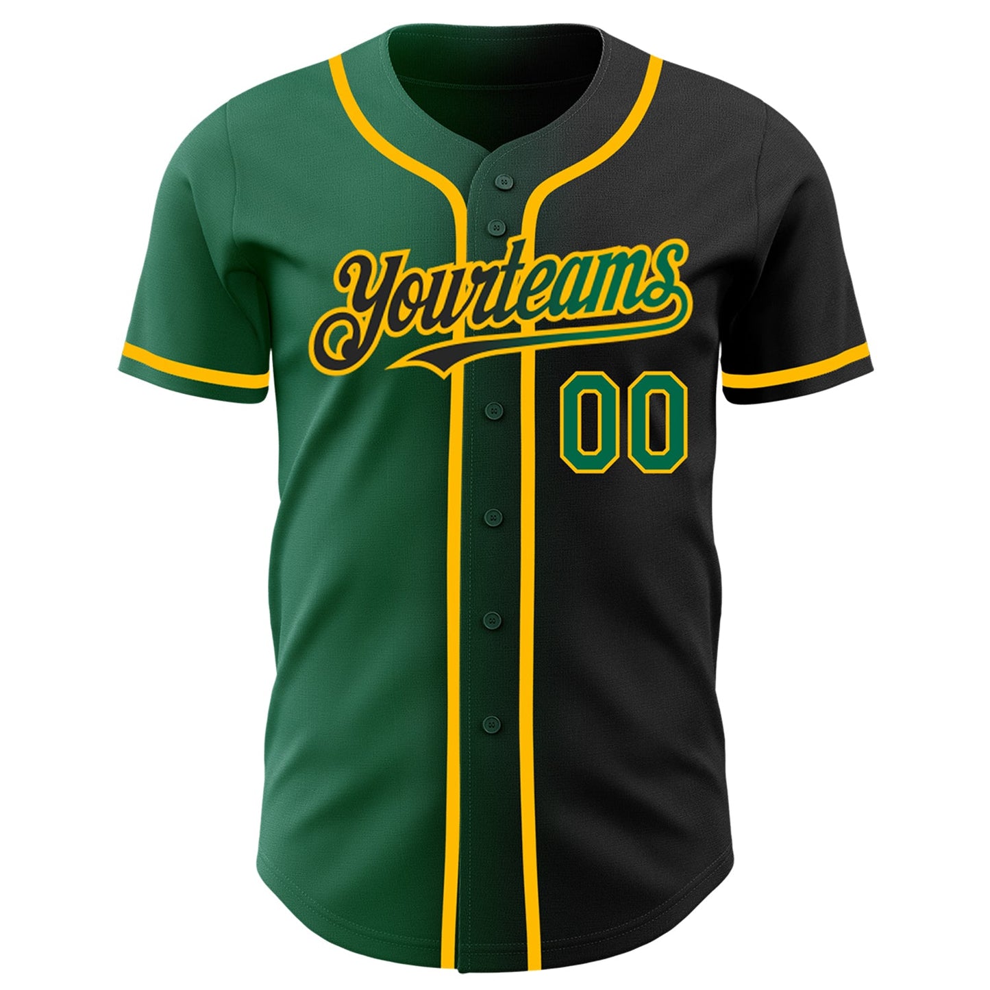 Custom Black Kelly Green-Gold Authentic Gradient Fashion Baseball Jersey view 2