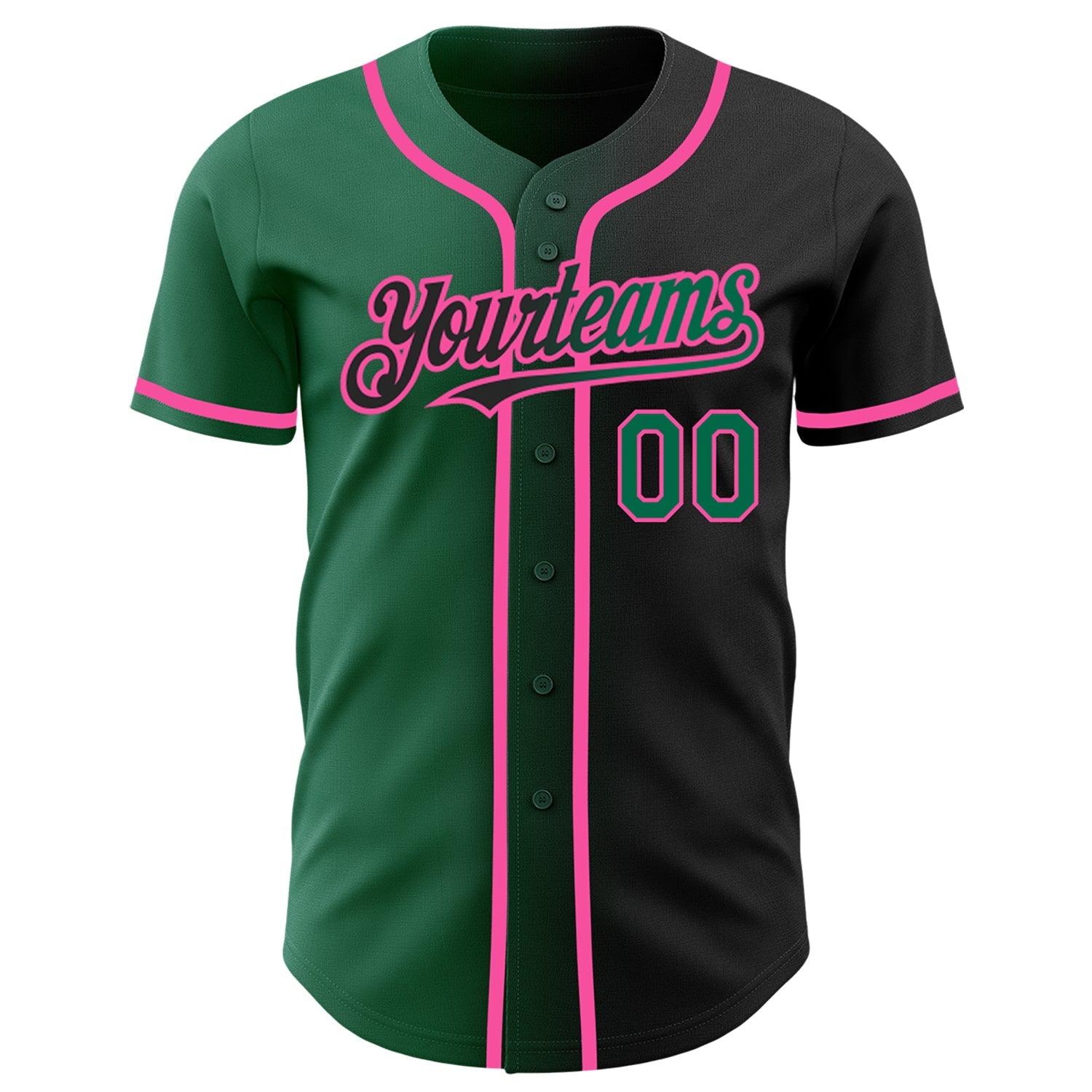 Custom Black Kelly Green-Pink Authentic Gradient Fashion Baseball Jersey view 2