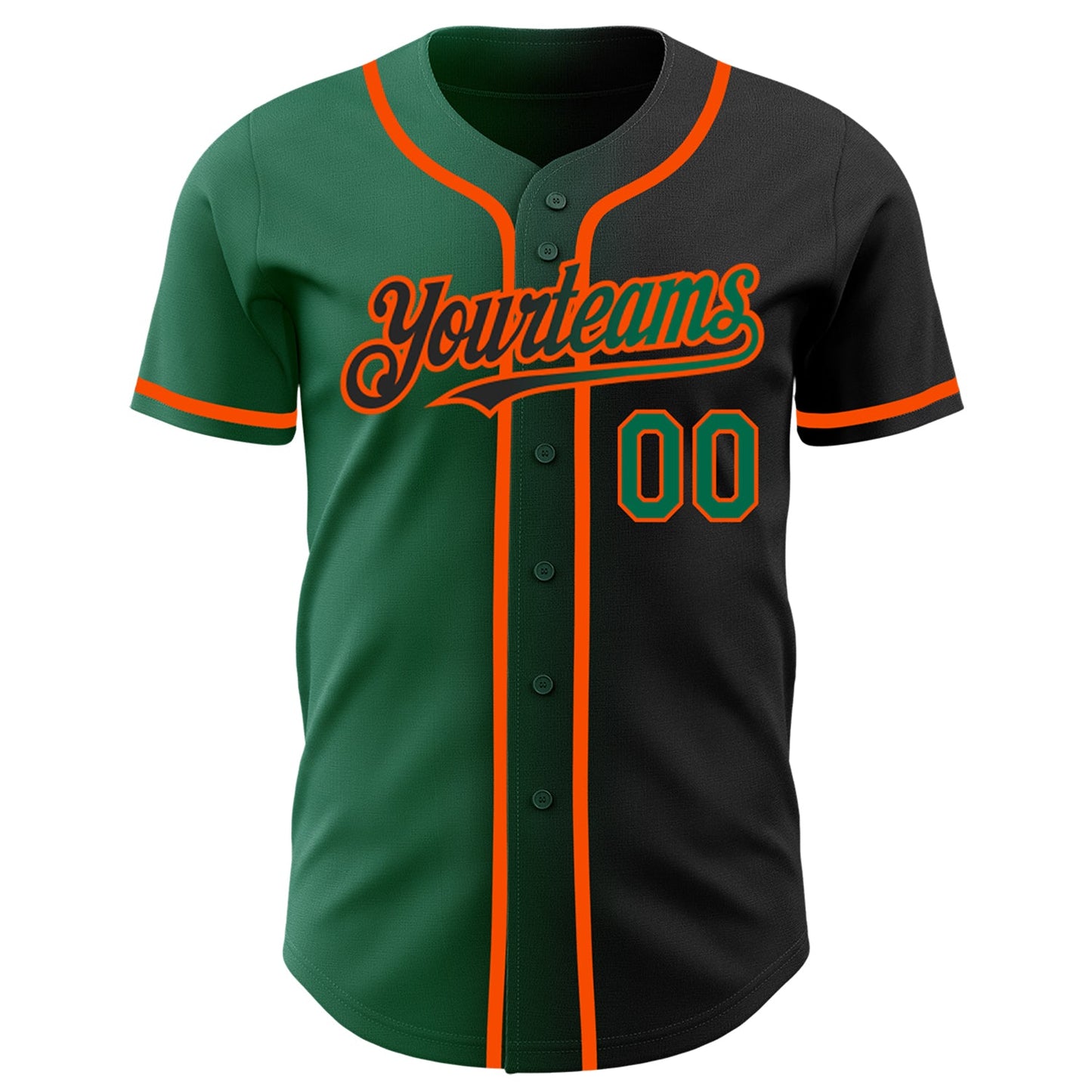 Custom Black Kelly Green-Orange Authentic Gradient Fashion Baseball Jersey view 2