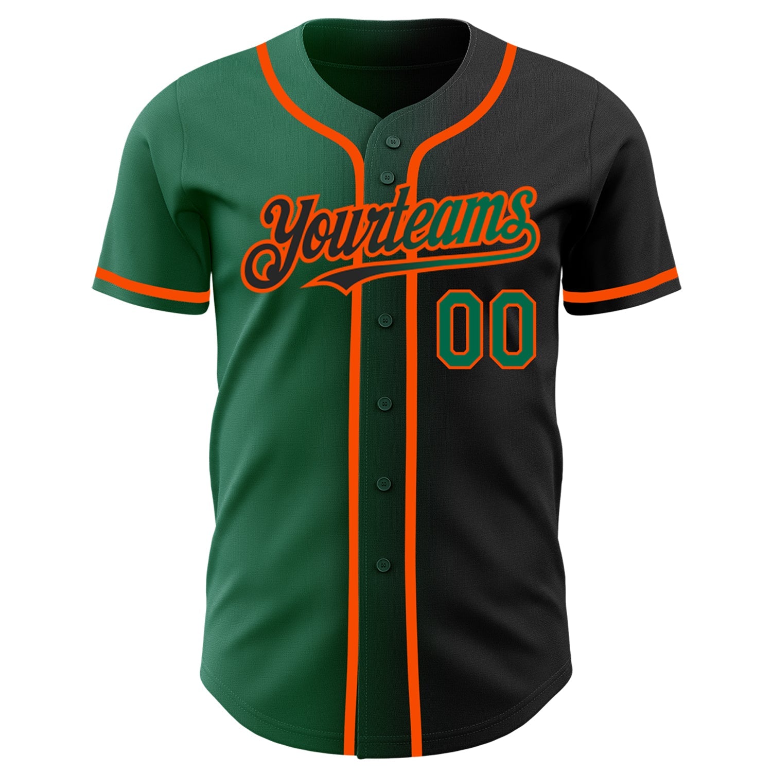 Custom Black Kelly Green-Orange Authentic Gradient Fashion Baseball Jersey view 2