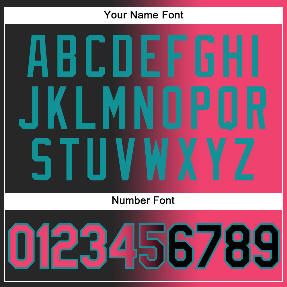 Custom Black Neon Pink-Teal Authentic Gradient Fashion Baseball Jersey view 5