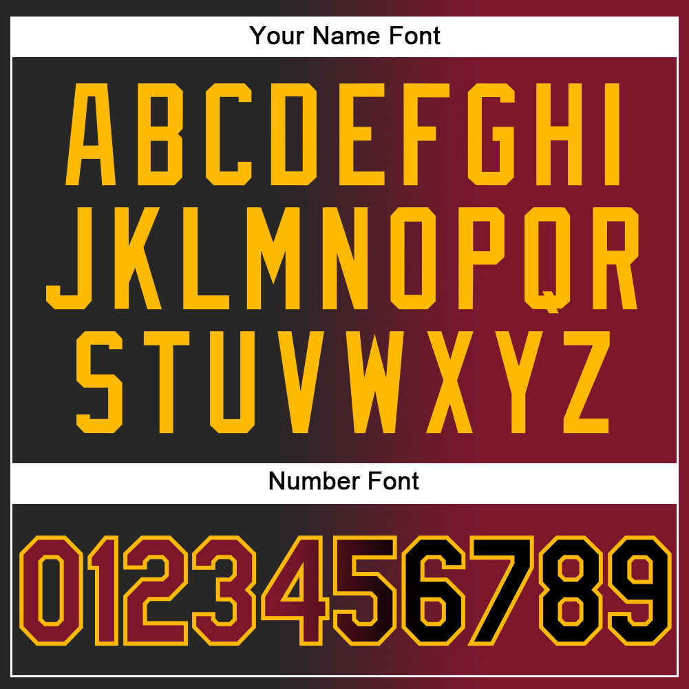 Custom Black Crimson-Gold Authentic Gradient Fashion Baseball Jersey view 5