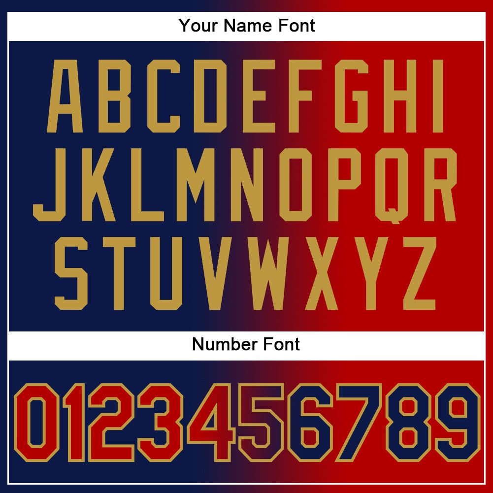 Custom Navy Red-Old Gold Authentic Gradient Fashion Baseball Jersey view 5