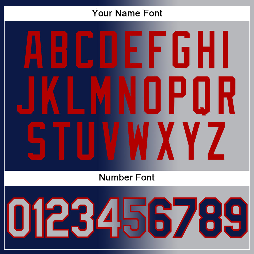 Custom Navy Gray-Red Authentic Gradient Fashion Baseball Jersey view 5