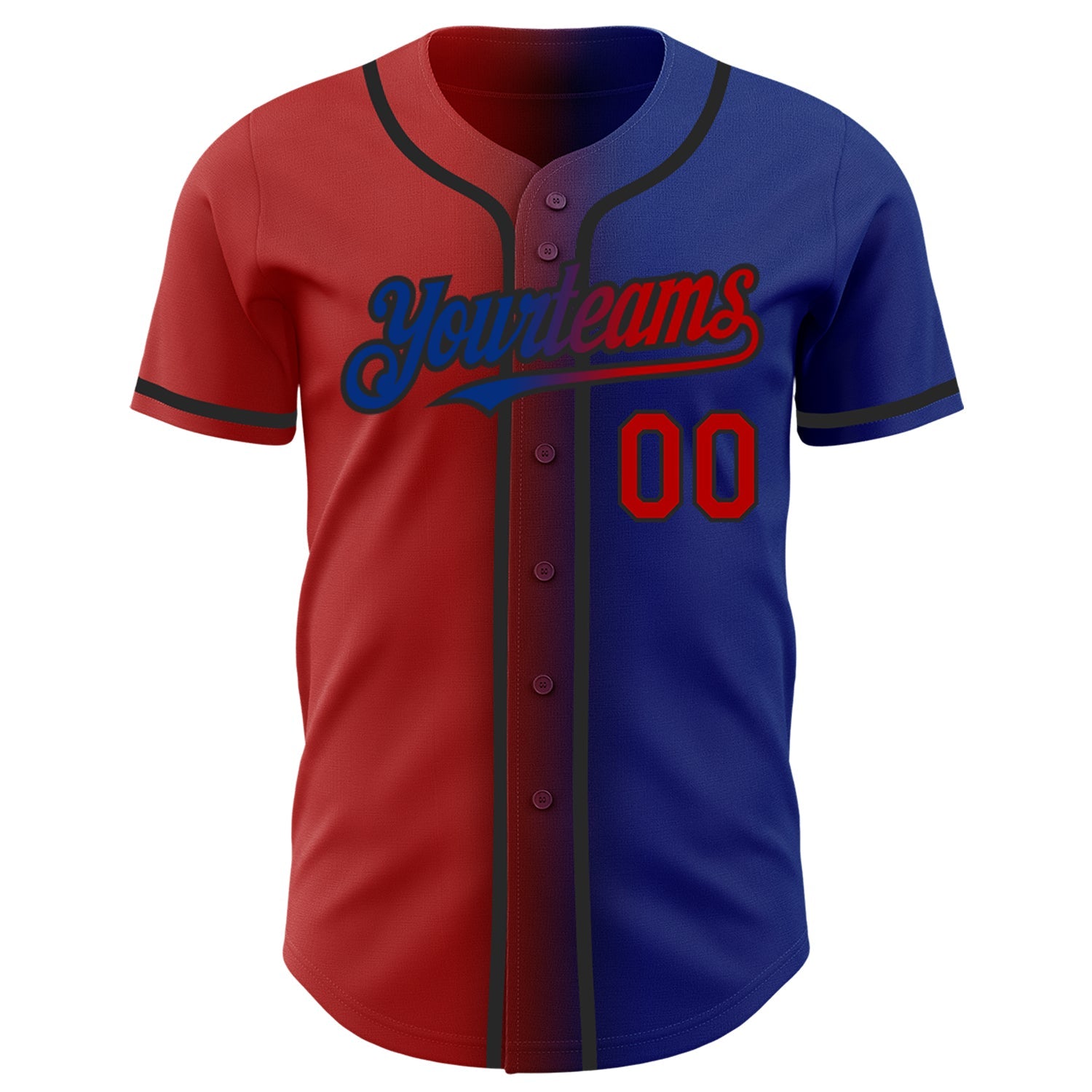 Custom Royal Red-Black Authentic Gradient Fashion Baseball Jersey view 2