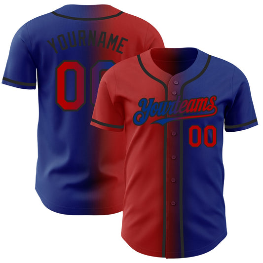 Custom Royal Red-Black Authentic Gradient Fashion Baseball Jersey - Main View
