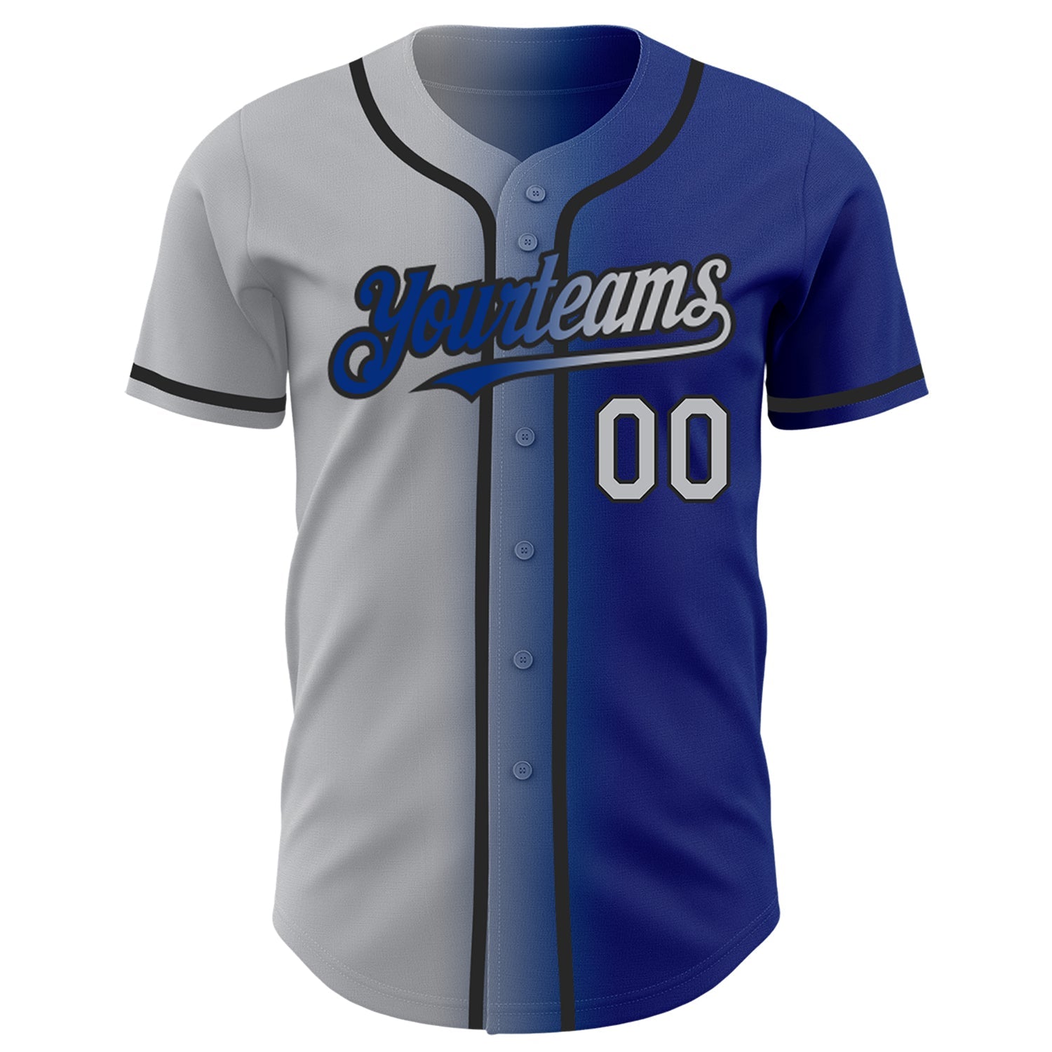 Custom Royal Gray-Black Authentic Gradient Fashion Baseball Jersey view 2
