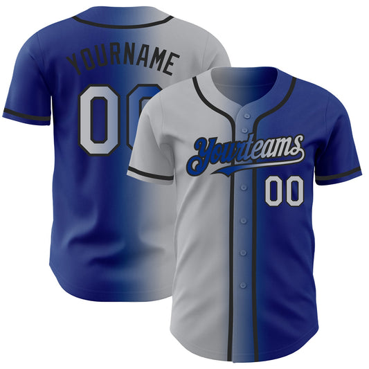 Custom Royal Gray-Black Authentic Gradient Fashion Baseball Jersey - Main View