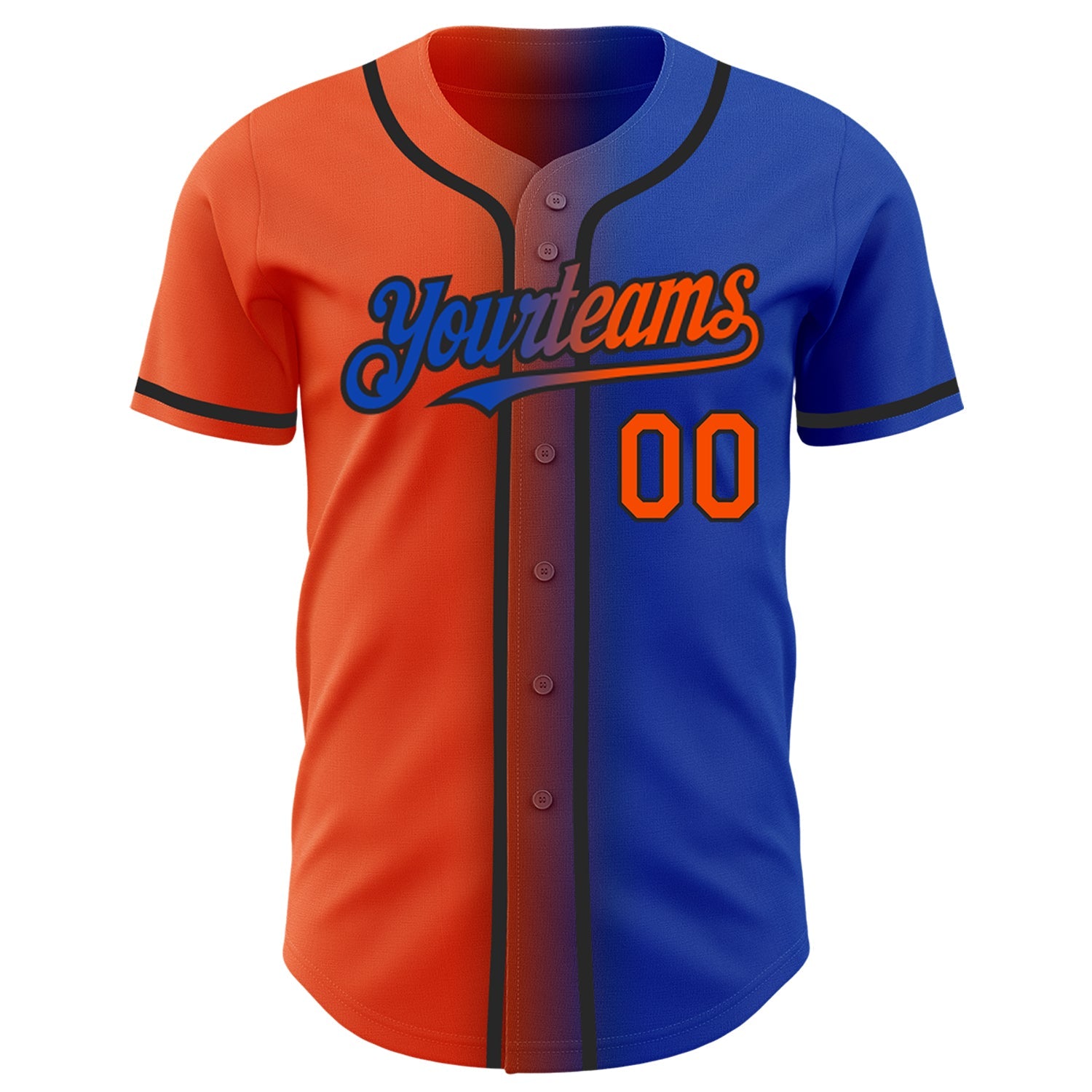 Custom Thunder Blue Orange-Black Authentic Gradient Fashion Baseball Jersey view 3