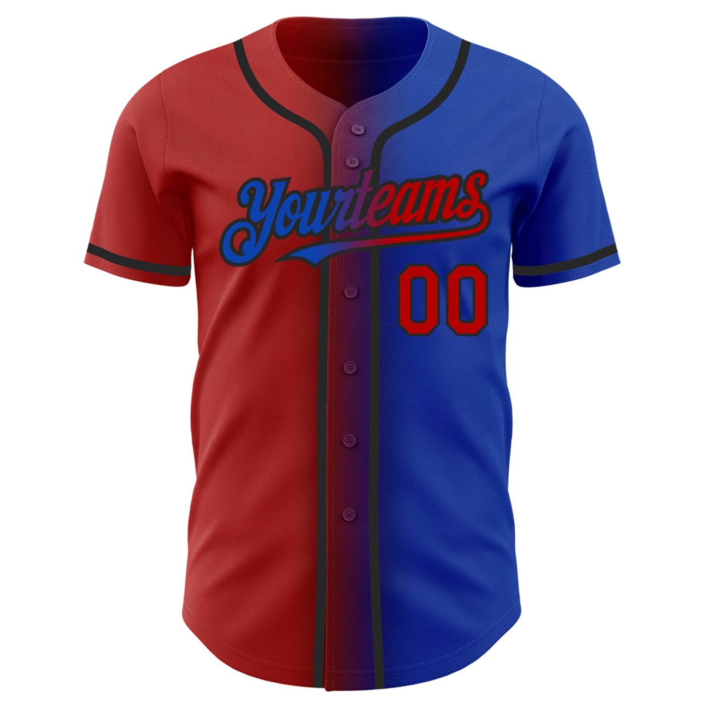 Custom Thunder Blue Red-Black Authentic Gradient Fashion Baseball Jersey view 2