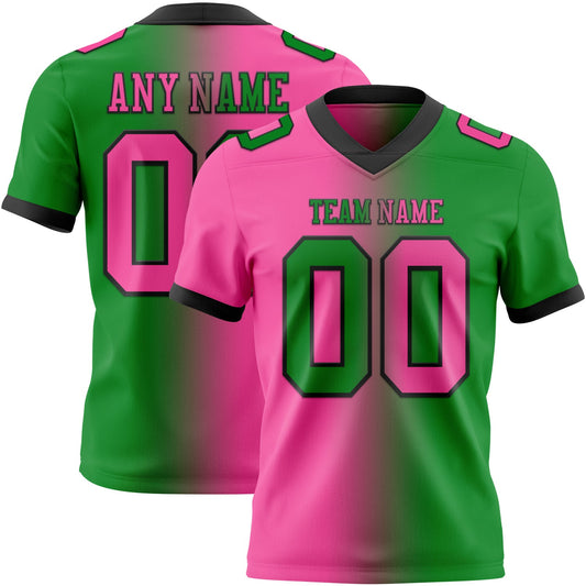 Custom Grass Green Pink-Black Authentic Gradient Fashion Football Jersey - Main View