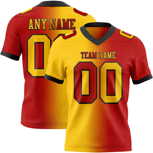 Custom Red Yellow-Black Authentic Gradient Fashion Football Jersey - Main View