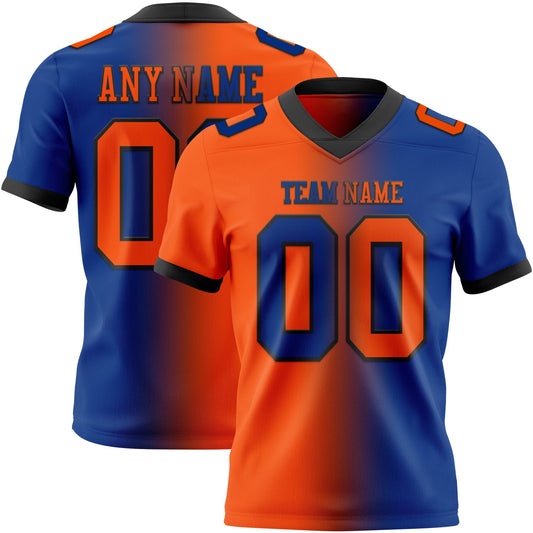 Custom Royal Orange-Black Authentic Gradient Fashion Football Jersey - Main View