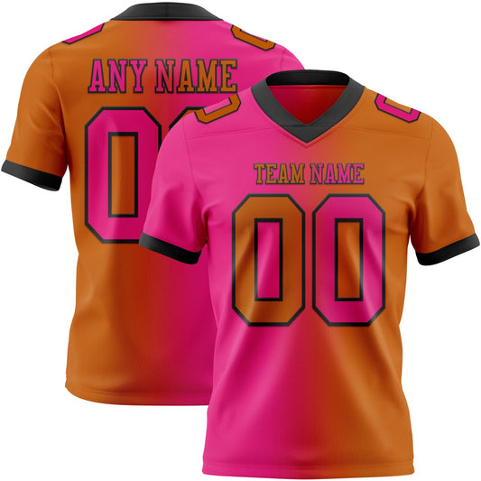 Custom Texas Orange Hot Pink-Black Authentic Gradient Fashion Football Jersey - Main View