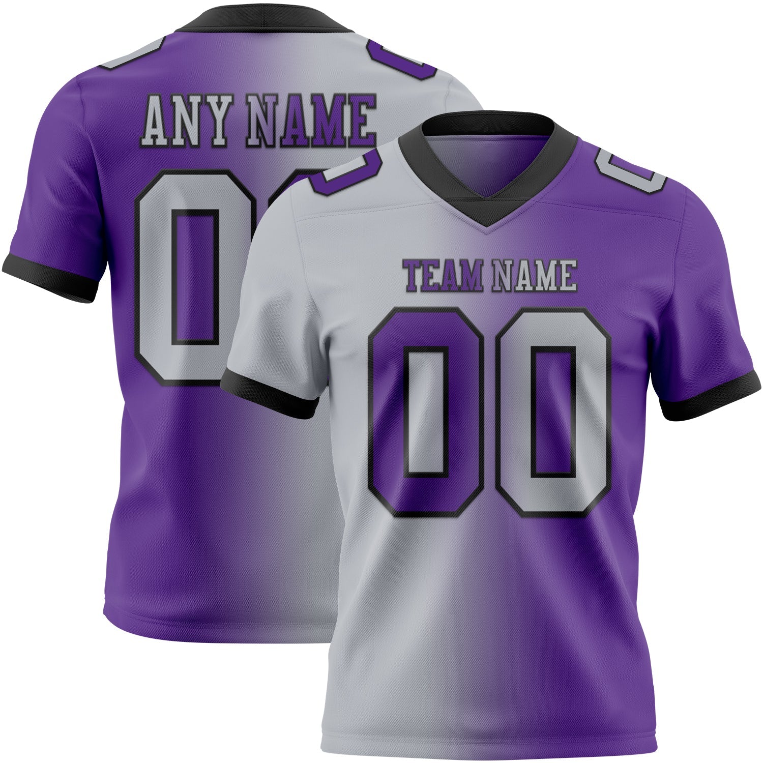 Custom Purple Gray-Black Authentic Gradient Fashion Football Jersey - Main View