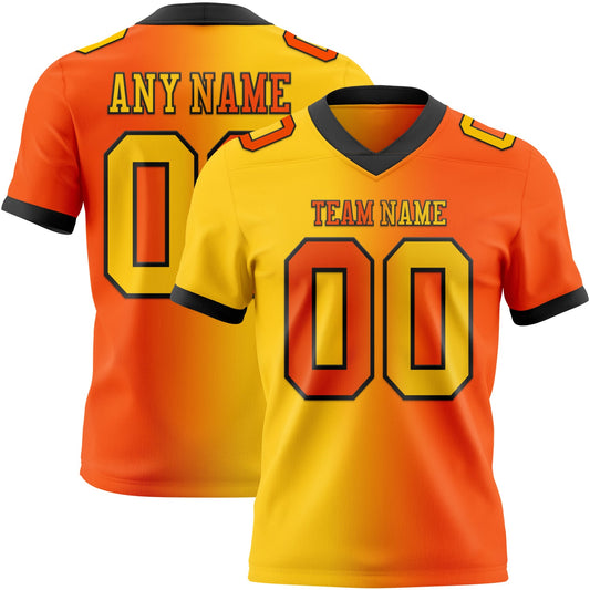 Custom Orange Yellow-Black Authentic Gradient Fashion Football Jersey - Main View