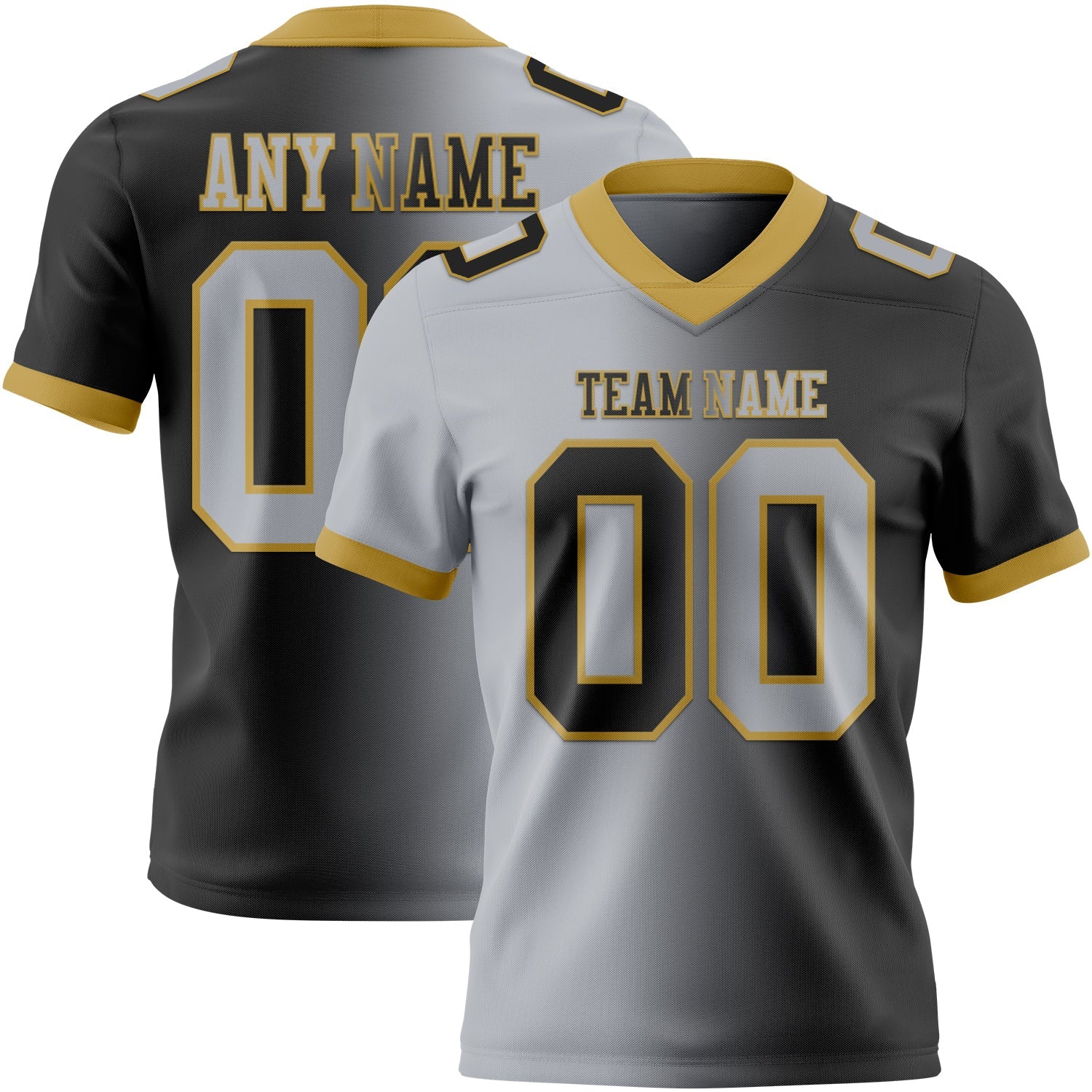 Custom Black Gray-Old Gold Authentic Gradient Fashion Football Jersey - Main View