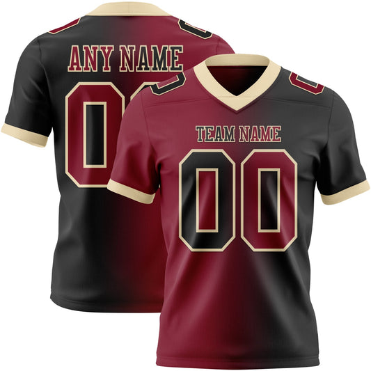 Custom Black Crimson-Cream Authentic Gradient Fashion Football Jersey - Main View