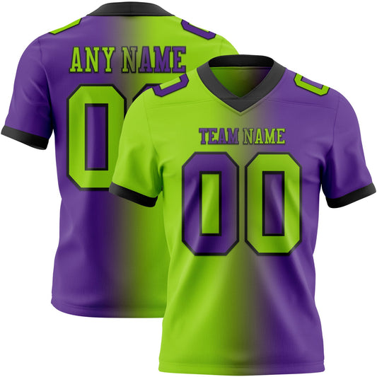 Custom Purple Neon Green-Black Authentic Gradient Fashion Football Jersey - Main View
