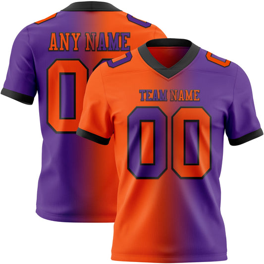 Custom Purple Orange-Black Authentic Gradient Fashion Football Jersey - Main View