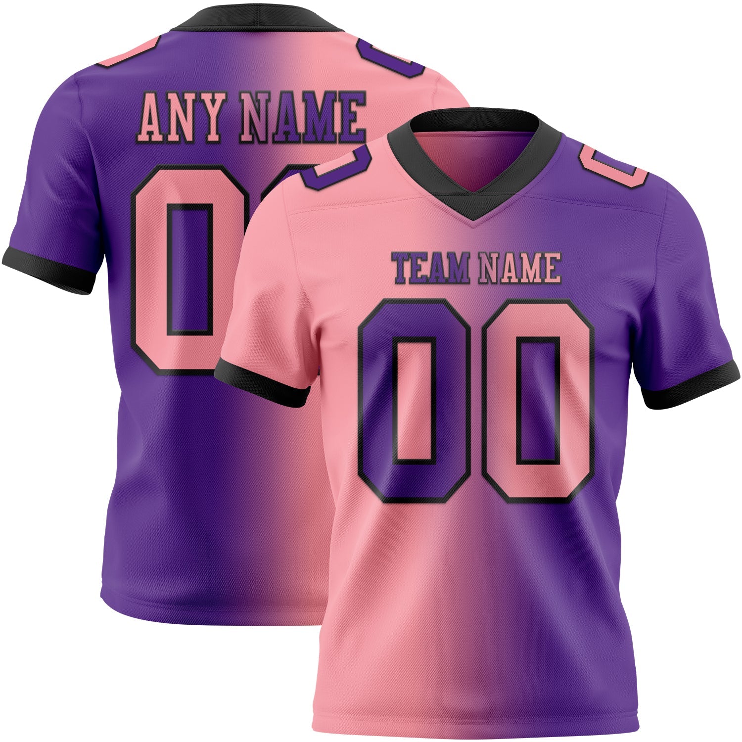 Custom Purple Medium Pink-Black Authentic Gradient Fashion Football Jersey - Main View