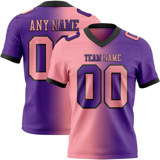 Custom Purple Medium Pink-Black Authentic Gradient Fashion Football Jersey - Main View