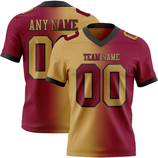 Custom Maroon Old Gold-Black Authentic Gradient Fashion Football Jersey - Main View