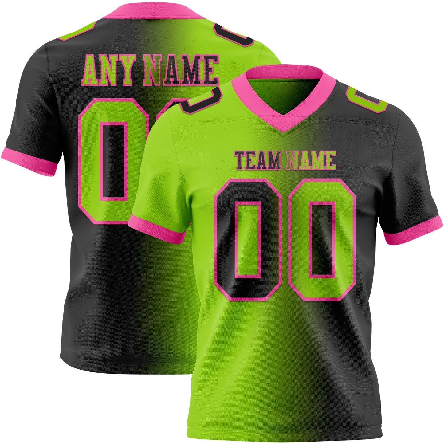 Custom Black Neon Green-Pink Authentic Gradient Fashion Football Jersey - Main View