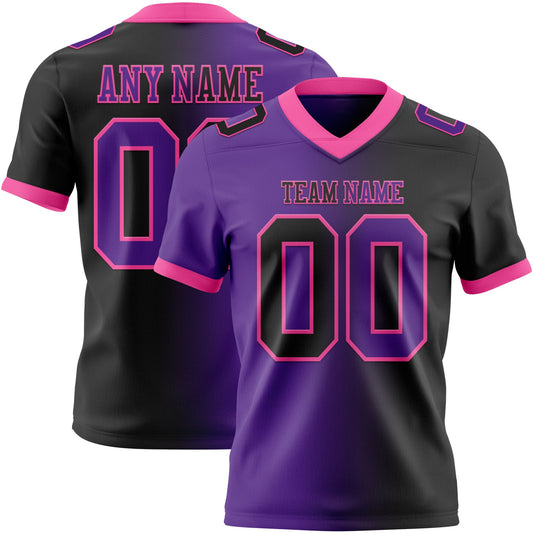 Custom Black Purple-Pink Authentic Gradient Fashion Football Jersey - Main View