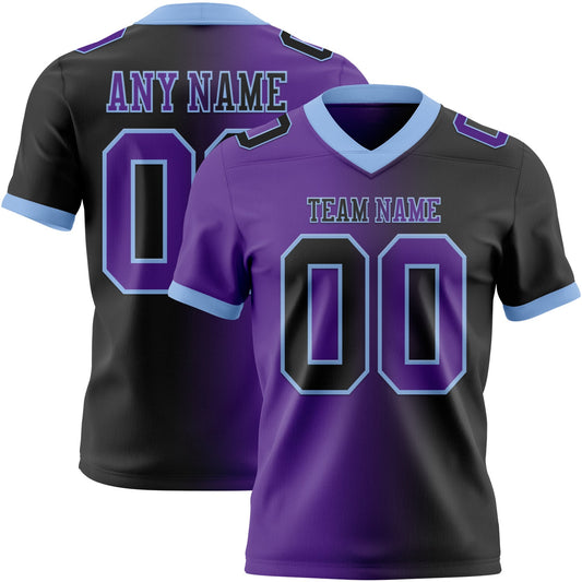 Custom Black Purple-Light Blue Authentic Gradient Fashion Football Jersey - Main View