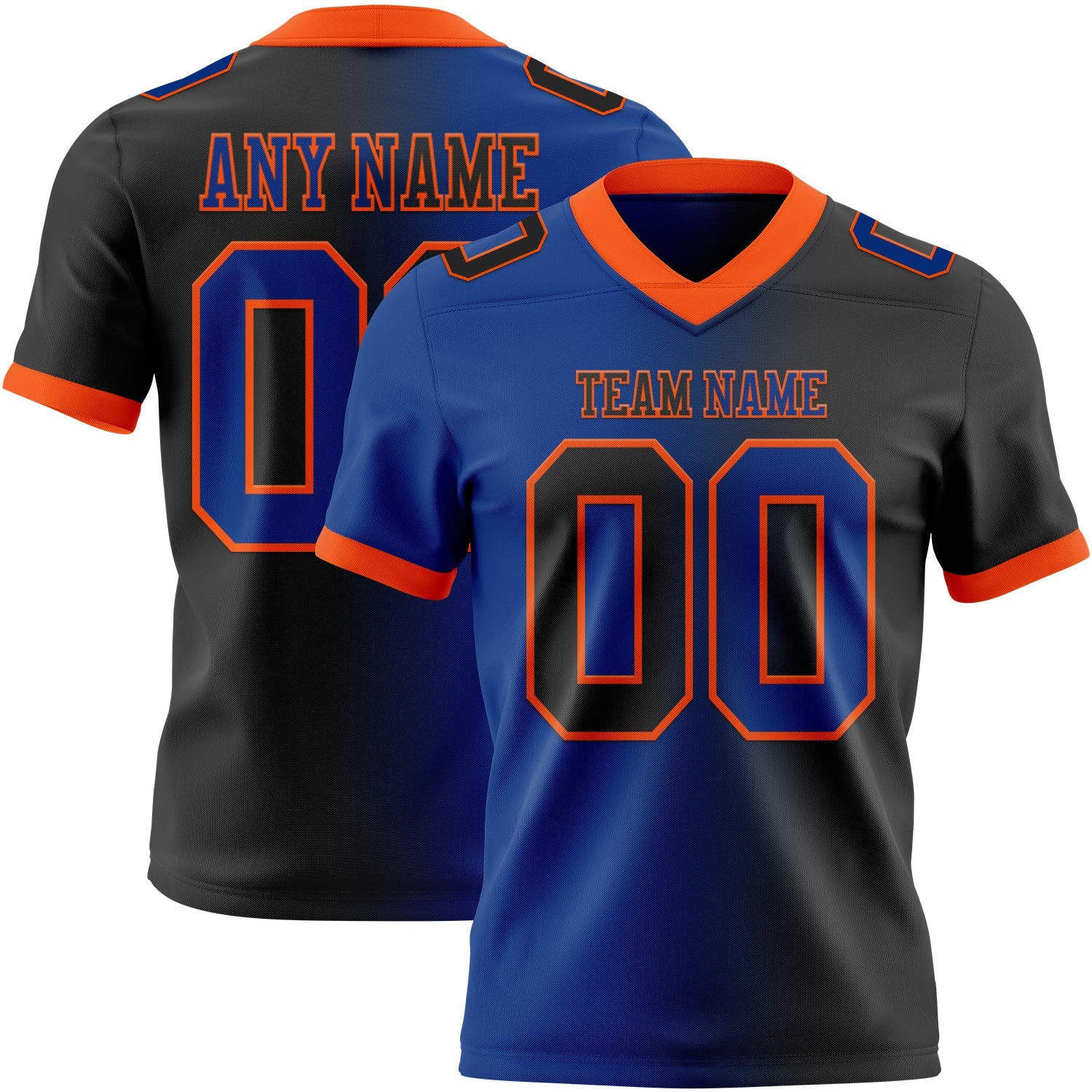 Custom Black Royal-Orange Authentic Gradient Fashion Football Jersey - Main View