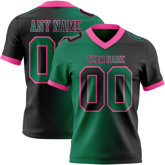 Custom Black Kelly Green-Pink Authentic Gradient Fashion Football Jersey - Main View
