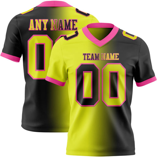 Custom Black Neon Yellow-Pink Authentic Gradient Fashion Football Jersey - Main View