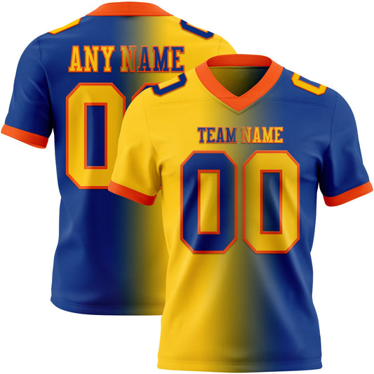Custom Royal Yellow-Orange Authentic Gradient Fashion Football Jersey - Main View