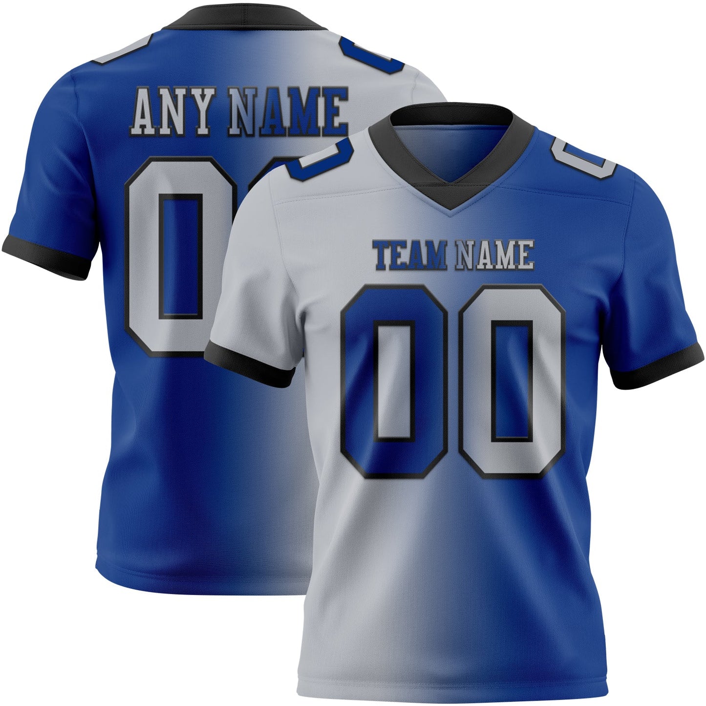 Custom Royal Gray-Black Authentic Gradient Fashion Football Jersey - Main View