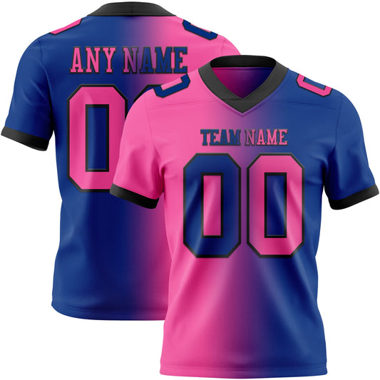 Custom Royal Pink-Black Authentic Gradient Fashion Football Jersey - Main View