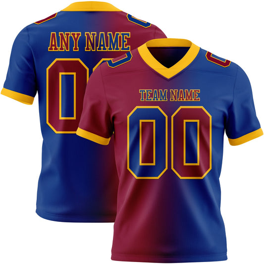 Custom Royal Maroon-Gold Authentic Gradient Fashion Football Jersey - Main View