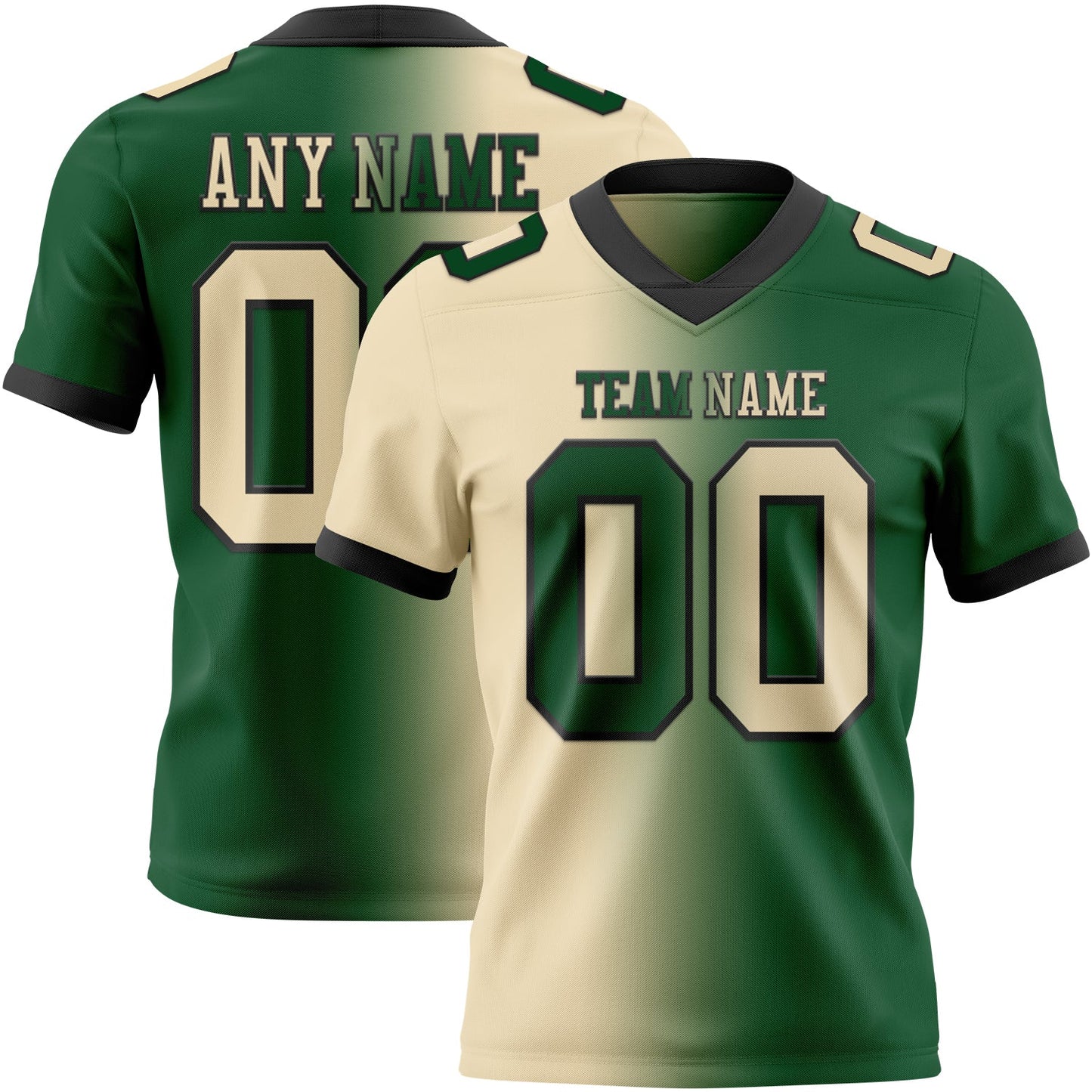 Custom Green Cream-Black Authentic Gradient Fashion Football Jersey - Main View