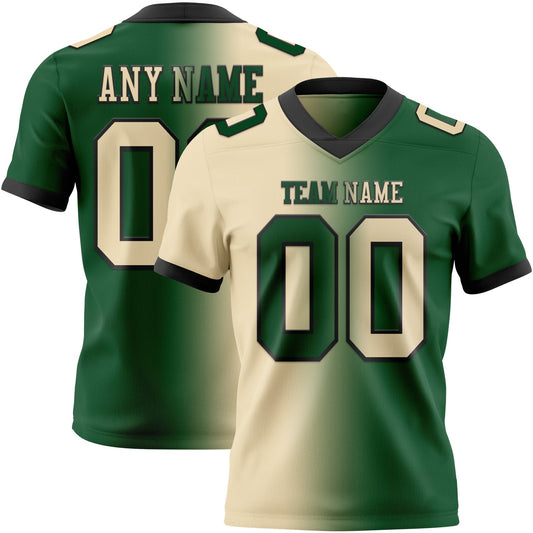 Custom Green Cream-Black Authentic Gradient Fashion Football Jersey - Main View