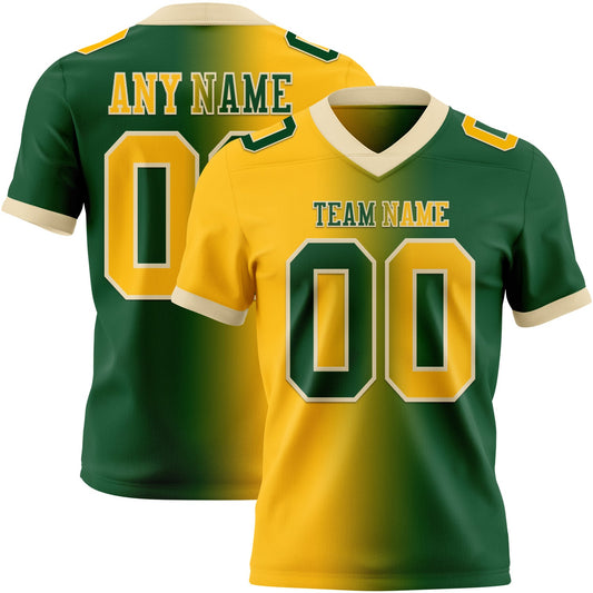 Custom Green Gold-Cream Authentic Gradient Fashion Football Jersey - Main View