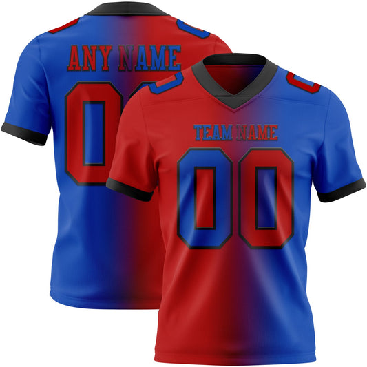 Custom Thunder Blue Red-Black Authentic Gradient Fashion Football Jersey - Main View