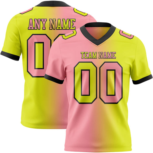 Custom Neon Yellow Medium Pink-Black Authentic Gradient Fashion Football Jersey - Main View
