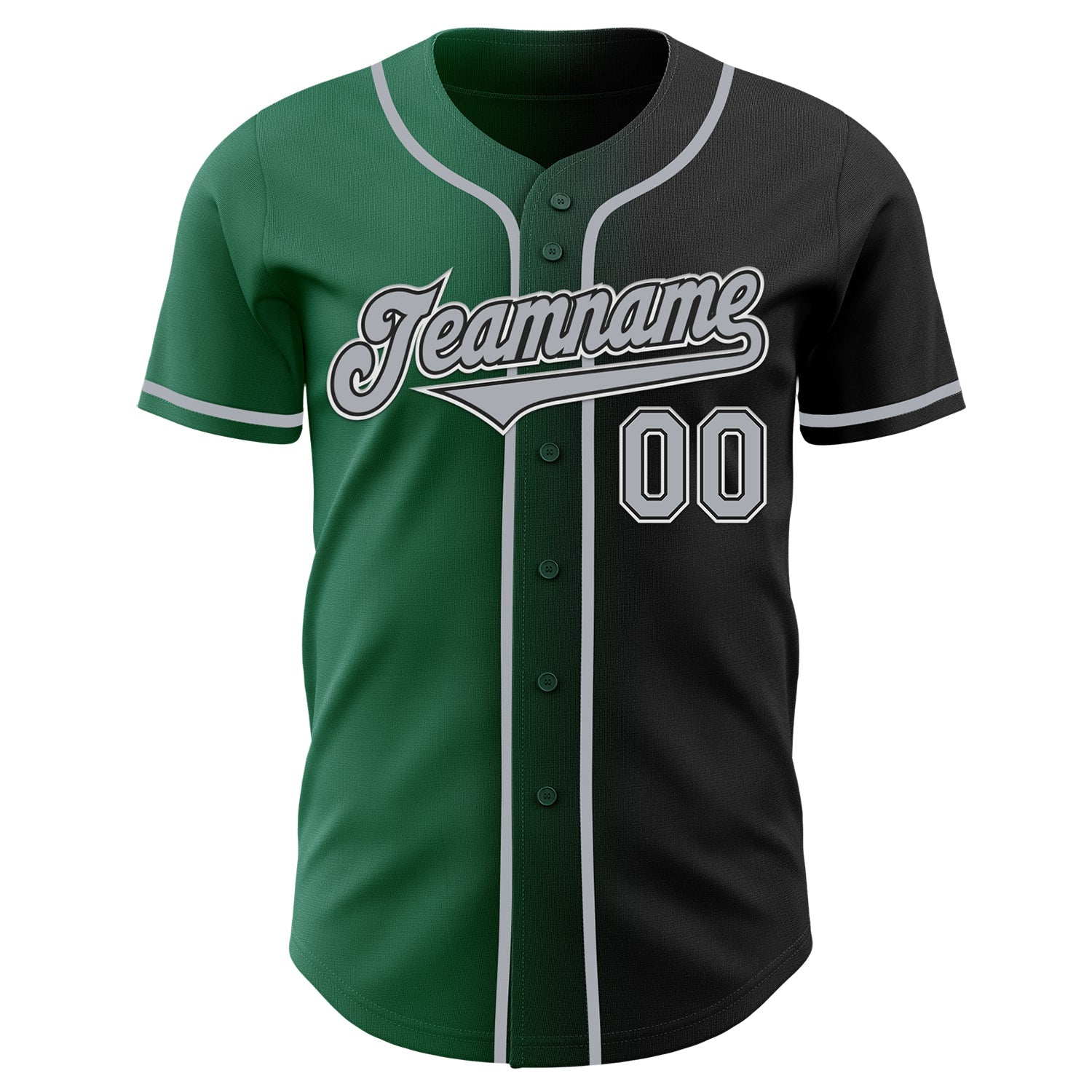 Custom Black Gray-Kelly Green Authentic Gradient Fashion Baseball Jersey view 2