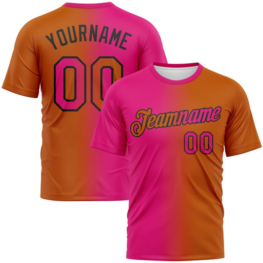 Custom Texas Orange Hot Pink-Black Gradient Fashion Performance T-Shirt - Main View