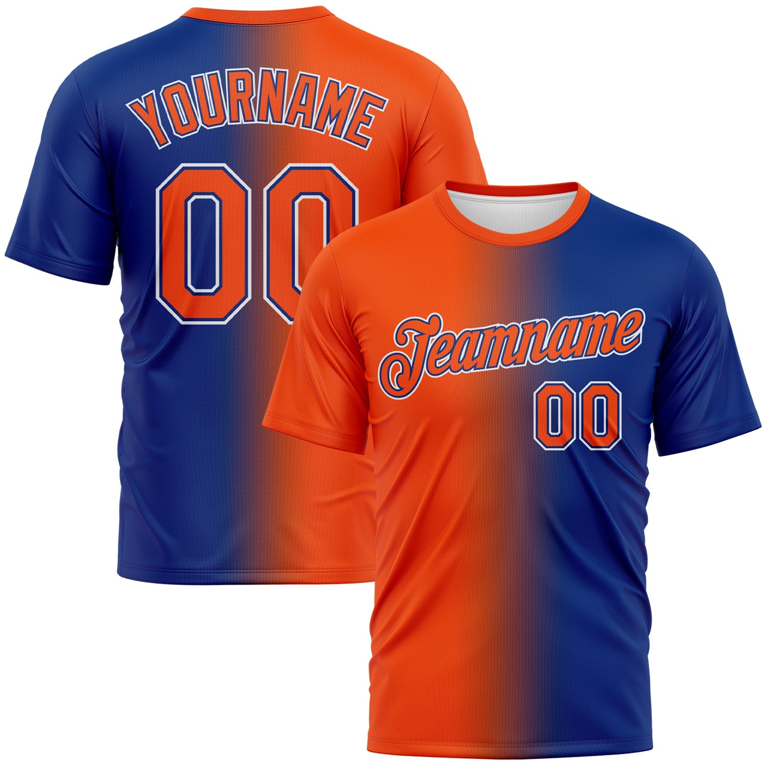 Custom Royal Orange-White Gradient Fashion Performance T-Shirt - Main View