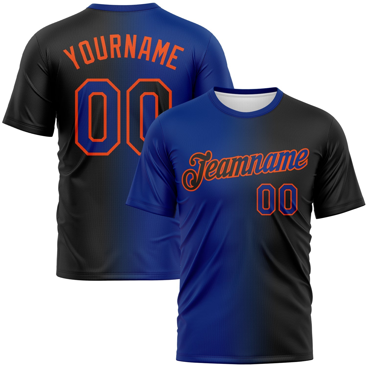 Custom Black Royal-Orange Gradient Fashion Performance T-Shirt - Main View