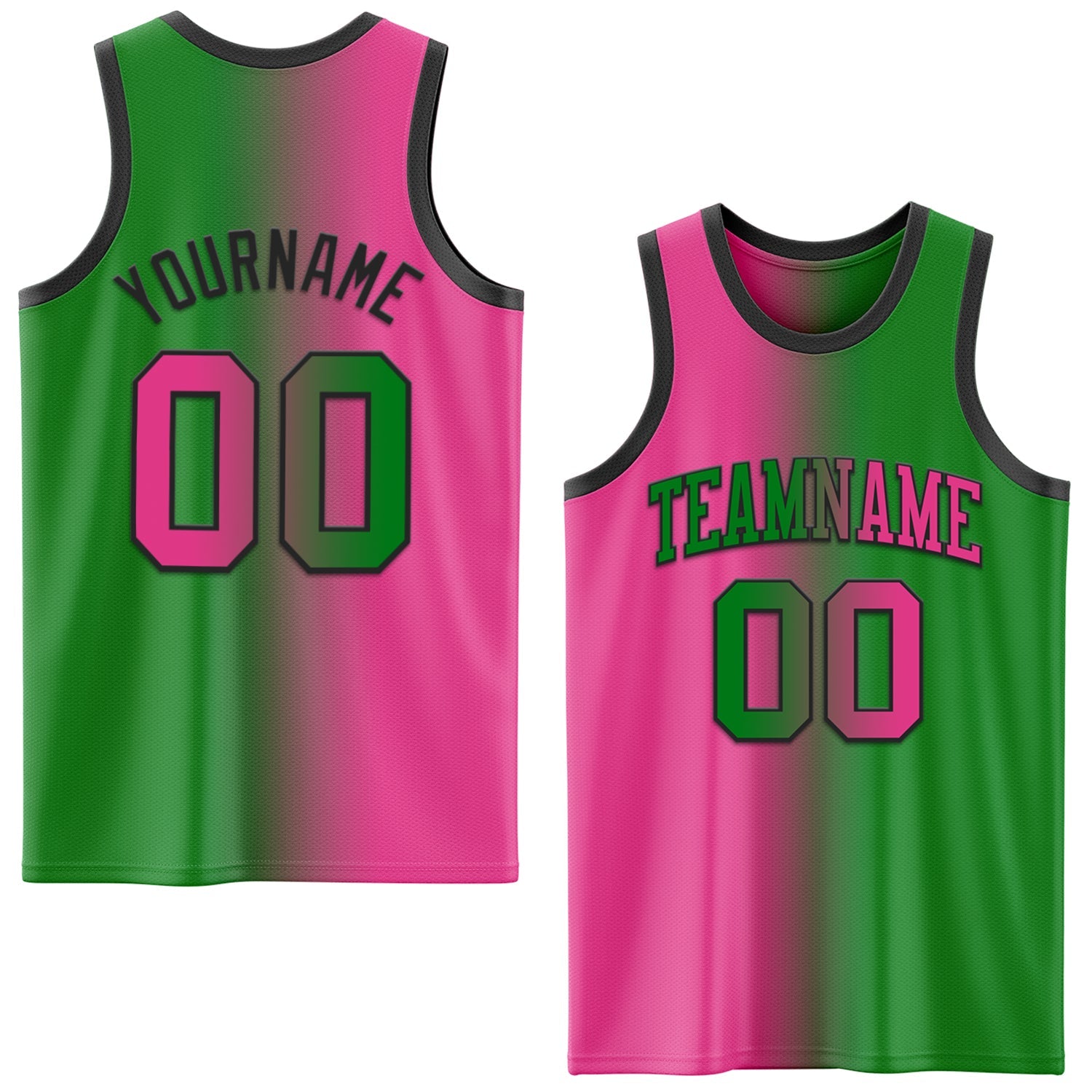 Custom Grass Green Pink-Black Authentic Gradient Fashion Basketball Jersey - Main View