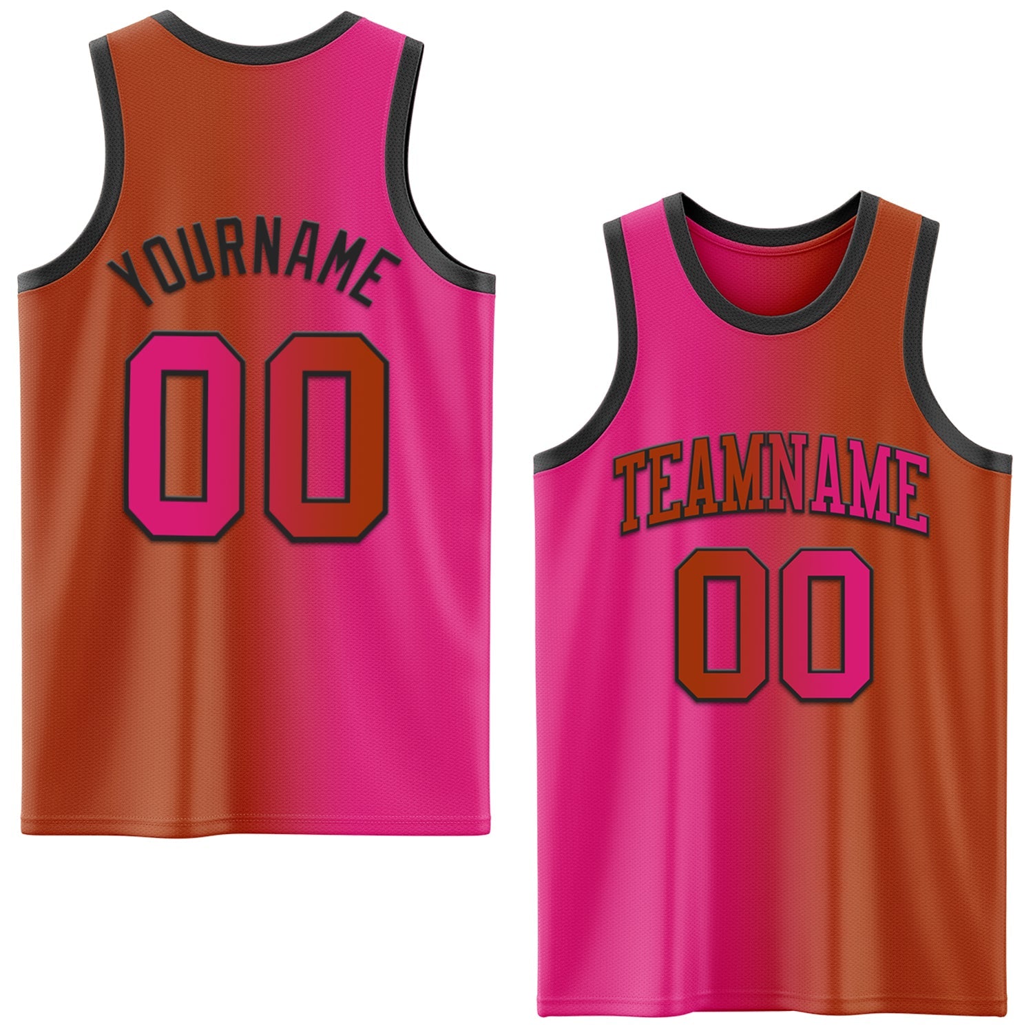 Custom Texas Orange Hot Pink-Black Authentic Gradient Fashion Basketball Jersey - Main View